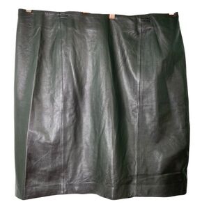 Talbots Woman Grey Brown‎ Genuine Leather Paneled Skirt Fully Lined (Size 20W)